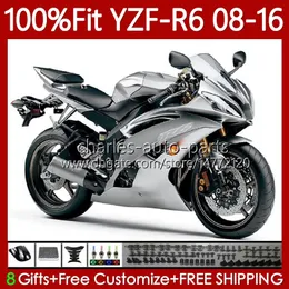 OEM-Verkleidungen für Yamaha YZF-R6 YZF600 YZF R 6 YZF R6 600 YZFR6 08 09 10 11 12 13 14 15 16 99Nr.23 YZF-600 Glanzsilber 2008 2009 2010 2011 2012 2013 2014 2015 2016 Einspritzkörper