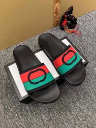 Stripe Slide Homens Mulheres Chinelos Web Slides Sandálias De Couro Interlocking G Borracha Preto Matelasse Branco Vermelho Mens Beach Sapatos Tamanho35-45