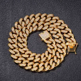 Uwin - Mäns lyxiga halsband, 20 mm kubansk rostfritt stålkedja och mousserande kubik zirkoniumoxid, hip hop stil, smycken som gåva Q0809