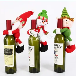 Vinflaska Skyddsväska Kram Santa Claus Snögubbe Elf Doll dekorationer för middagsbord Julfest dekor