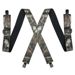 Heavy Duty Big Size Camouflage Suspenders dla mężczyzn pracuje 5 cm szerokości X kształt z 4 klips regulowane elastyczne spodnie do spodni