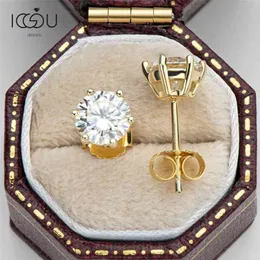 IOGOU Orecchini con diamanti in vero colore D per donna 0,5/1/2 carati 100% argento sterling 925 gioielli scintillanti 210817