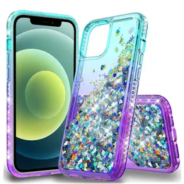 iPhone 13 Pro最大12 11の豪華なダイヤモンドの柔らかいTPUの耐衝撃性の保護カバーのための液体Quicksand Glitterケース
