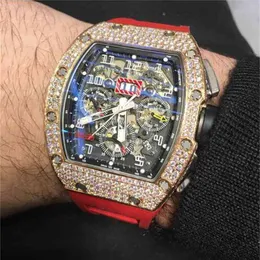 2020 orologio sportivo militare con diamanti da uomo, calendario, cinturino in caucciù per orologio d'oro di lusso da uomo delle migliori marche