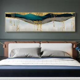 Абстрактный зеленый блестящий Dold Hanvas живопись Золотой пигмент плакат Современное искусство стены картинки для гостиной синий отпечаток 210705