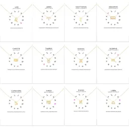 Colares pendentes liga ouro doze constelações colar Charme Cadeia de cor de cor prata Carta de desejo para mulheres Presente de aniversário