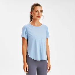 2020 yoga manica corta lu top da corsa abbigliamento da palestra camicia da donna punzonatura laser asciugatura rapida traspirante fitness casual all-match lu yoga top