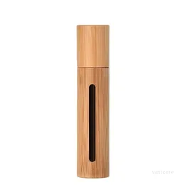 10ml naturlig bambu återfyllningsbar tom eterisk olja flaska eteriska oljor diffusorer doft stål rullboll flaska för hem resa t2i51766