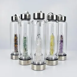 Nowy naturalny kwarcowy klejnot szklany butelka z wodą Bezpośrednie picie szkło kryształowy kubek 8 stylów dhl szybka wysyłka 0303