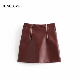 Spódnice Junelove 2021 Kobiet mody szykowny podwójny zamek błyskawiczny podstawowy mini spódnica mini spódnica uliczna talia