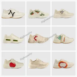 Rhyton Sneakers 럭셔리 입술 신발 클래식 할 수있는 트레이너 디자이너 패션 남자 여자 사과 전세계 dorky 아빠 가죽 신발