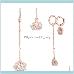 jewelrydetachable非対称韓国スタイル925 sierジュエリーローズラインフープイヤリング