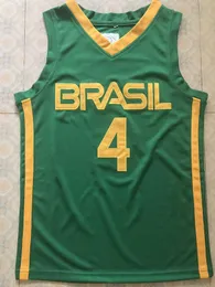 #4 Oscar Schmidt Brasil team Basketball Jersey Blue Custom Any Size Throwback Stitched Jerseys