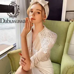 Dabuwawa elegante con cuello en V blusas para mujer camisas de manga larga primavera otoño tops femeninos estilo de calle alta blusa de mujer DO1AST026 210520