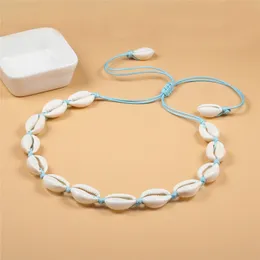 Natural Shell Halsband Mode Kvinnor Cowrie Seashell Choker Collar Bohemian Chain Halsband för Tjej Strand Sommar Smycken Gåvor Y0309