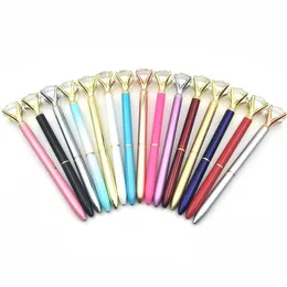 19 färger kreativa kristallglas kawaii kulspets pennor flicka dam ring stor pärla boll penna med stor diamant modeskola kontor