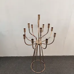 Dekorasyon El Yapımı Altın Gümüş Mumlar Standı Düğün Centerpiece Metal Hiçbir Kristal Mum Sopa Tutucular Candlebra Düğün Centerpieces Şamdan Tutucu