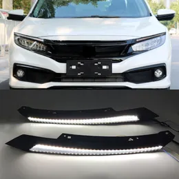1Pair For Honda Civic 2016 2017 2018 2019 2020 Car Headlight Eyebrow Dynamic Yellow Turn Signal DRL LED Daytime Running Light