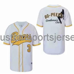 Мужчины женские молодежные вышивка Bad News #3 Kelly Leak Bo Bo Peep's Baseball Jerseys Gentleman's Club Sewnmen Women Youth Baseball Jerseys XS-6XL Все размеры