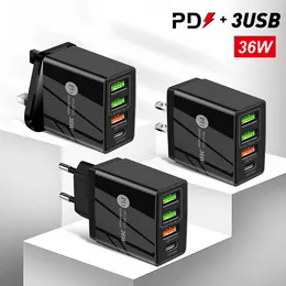 شحن سريع 3.0 PD USB شاحن عالمي 36 واط USB نوع C محول الطاقة شحن سريع لفون 12-8 Xiaomi Huawei الهاتف المحمول