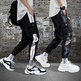 2020 män hip hop streetwear splice joggers byxa mode manlig casual last byxa byxor hög gata elastisk midja man harem pant x0723