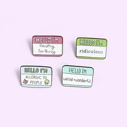 Tag English Letter Hello label Brooches pins Enamel lapel pin Tops bags Dress Badge for women men fashion jewelry