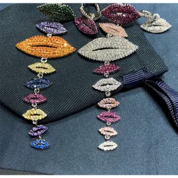 Big Brand Fashion Cubic Zirconia Lips Shape Big Long Earring for Women Jewelry Wedding Brincos Boucle D'oreille Gift 210317