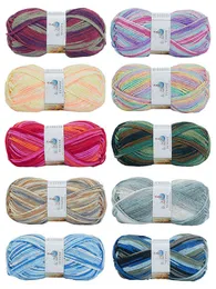 1 PC Yuyoye 100% Przędza Akrylowa Anti-Pilling 6-warstwowa DIY Dzianie Ręczne Rainbow Wool Nici Soft Crochet Segment Barwione Robeywork 100G Y211129