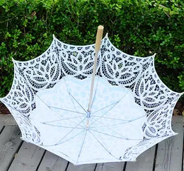 Battenburg Lace Parasol och Fan Sun Paraply Set Bride Vuxen Storlek Vintage