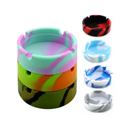 10 Styles Luminous Round Silicone Ashtray Portable Anti-scalding Camouflages Cigarette Holder Mini fluorescent Ash Tray Household Bar Smoking Accessories JY0626