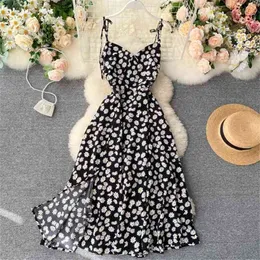 Women Black Floral Printed Dress Summer Sexy V-neck Bandage Dresses Vestidos Mujer Ladies Vintage Long Robe Kleid Boho 210525