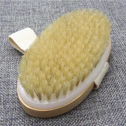 100pcs Wooden Bath Brushes 12.5*7cm Dry Skin Body Natural Health Soft Bristle Massage Shower Room Scrubs SPA Brush Oval Without Handle With DHL or UPS