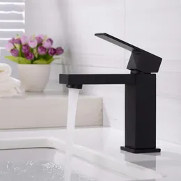 Solid Brass Matte Black Sink Mixers Washbasin Faucet Taps Bathroom Basin Faucets Hot and Cold Water Mixer Tap