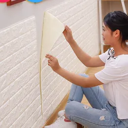 Wall Stickers 70X38 PE Foam 3D Paper Safty Home Decor Wallpaper DIY Brick Living Room Kids Bedroom Decorative Sticker