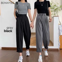 Straight Pants Women BF Style Chic Trendy Ladies Ankle-Length Trousers Summer New All-match College Classic Teens Pantalones Hot X0629