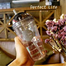 Plastic Coffee Cups with Lids And Straws For Iced Coffee Juice Bubble Boba Smoothie Soda Cocktail Party and Tea 320ml 210611