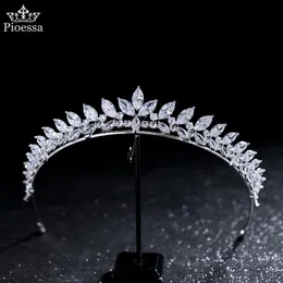 Hårklipp Barrettes Korean Simple Hairband Luxurious Crystals Wedding Zircon Tiara NuPcial Bridal Jewelry Brud Accessories de Boda
