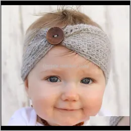 Handmade Baby Knitting Crochet Headband Fashion Boys Girls Headbands Ear Warmer With Button Children Hair Accessories E1Qrm Evwqx