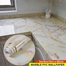 3d marmor vinylfilm självhäftande vattentät tapeter för badrum kök skåp bänkskivor Kontakt papper PVC vägg klistermärke 210722