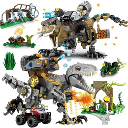 Mengwoha Jurassic Reload Tyrannosaurus Rex Building Blocks Dinosaur World with Figures Animal Park Bricks Toys For Children Gift X0503