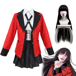 Anime Kakegurui Jabami Yumeko Cosplay Costumes Uniform Compulsive Gambler Uniforms Wigs Suit Halloween Woman Party Costume Y0903