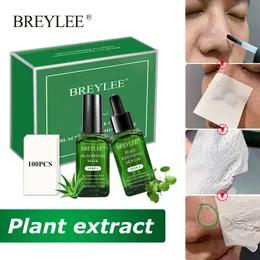 BREYLEE Blackhead Remover Face Serum Shrink Pores Black Peeling Mask Oil-Control Face Sheet Masks Moisturizing Skin Care Essence 2st/set