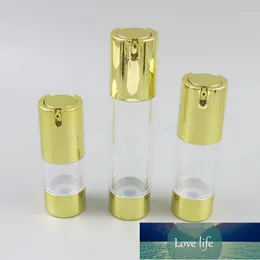 Bottiglia per pompa per lozione airless trasparente portatile da 15 ml 30 ml 50 ml Bottiglia per pompa per lozione airless trasparente da 1 OZ Confezione per lozione da 30 cc Tappo in oro1 Design esperto di prezzi di fabbrica Qualità Ultimo stile