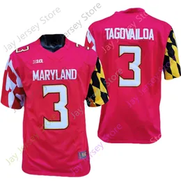 Maryland Terrapins Football Jersey NCAA College Taulia Tagovailoa Röd vit storlek S-3XL Alla ED Youth Men