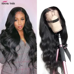 Ishow 20-26 inch 13x2 Human Hair Wigs Pre-Plucked Lace Front Wig Straight Body Loose Deep for Women Natural Color Clearance