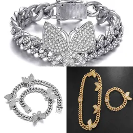 Hip Hop - Collana da uomo con diamanti di ghiaccio da 13 mm, 1 set, cucina di Miami, catena a farfalla cubana, gioielli Q0809