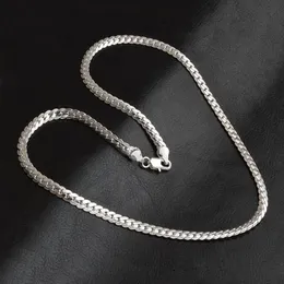 Chains 5mm Fashion Chain Silver Color Necklace Pendant Men's Jewelry Trendy Side Choker