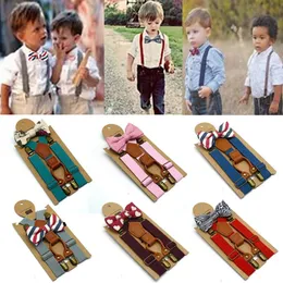 Kids Suspenders With Bowtie Mode Barn Bow Tie Set Hem Boys Braces Girls Justerbar Suspender Baby Wedding Ties Tillbehör WLL539