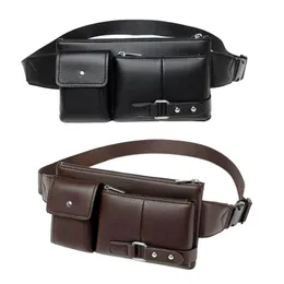 Bag Parts & Accessories Multi Pocket Fanny Pack PU Leather Waist Slim Shoulder Hip Purse Adjustable Belt Strap Casual Pouch Outdoor Day