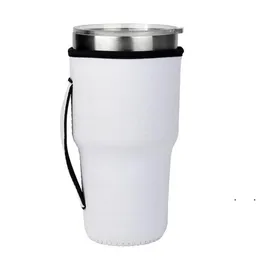 飲み物の昇華の空白の再使用可能なアイスコーヒーカップスリーブネオプレン絶縁スリーブマグカップカバーバッグホルダーハンドルCCB8213